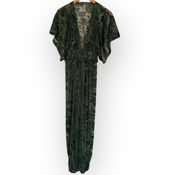 Norma Kamali Pants - Norma Kamali Velvet Burnout Mesh Rectangle Jog Jumpsuit – XS (NWT)